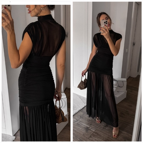 Zara Draped Midi Dress Black - Picture 3 of 16